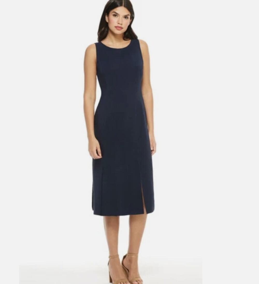 Maggy London Navy Blue Dream Crepe Car Wash Midi Dress, Sz 4